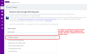 Research Data Storage request form