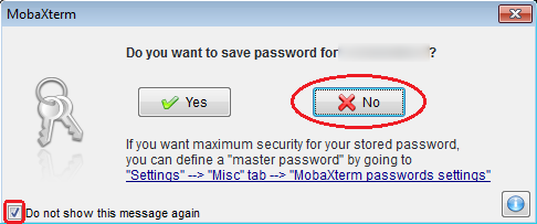 Do not save passwords in MobaXTerm