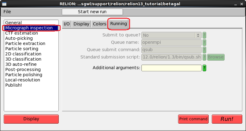 Relion Running Tab greyed out