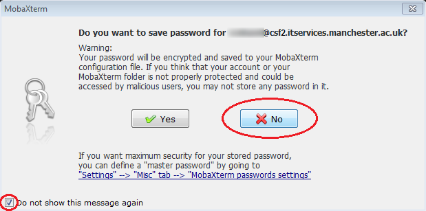 Do not save your password